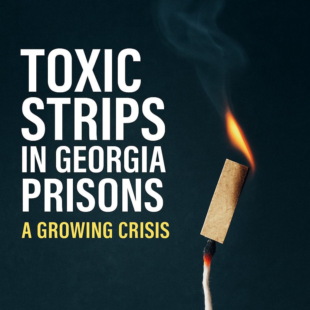 Lighter with a burning matchstick, symbolizing the crisis of toxic prison strips in Georgia.