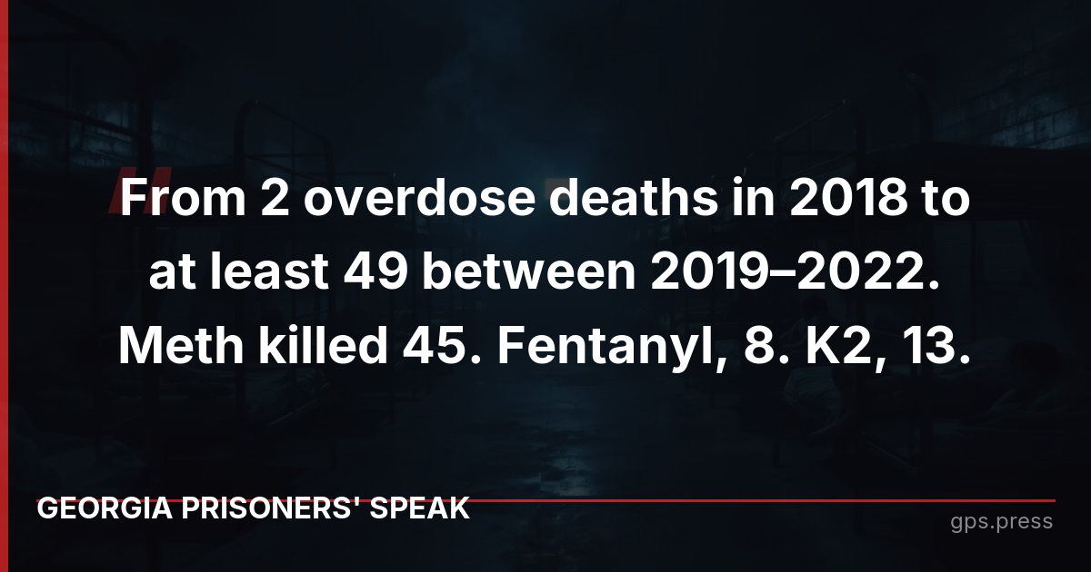 From 2 overdose deaths in 2018 to at least 49 between 2019–2022. Meth killed 45. Fentanyl, 8. K2, 13.