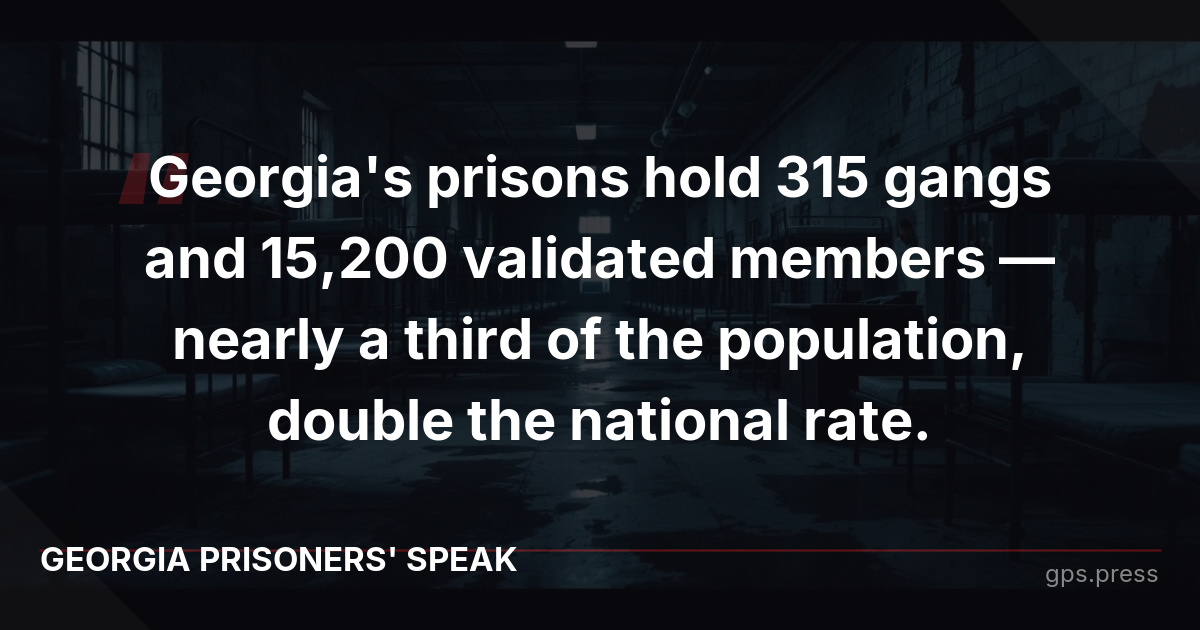 Georgia's prisons hold 315 gangs and 15,200 validated members — nearly a third of the population, double the national rate.
