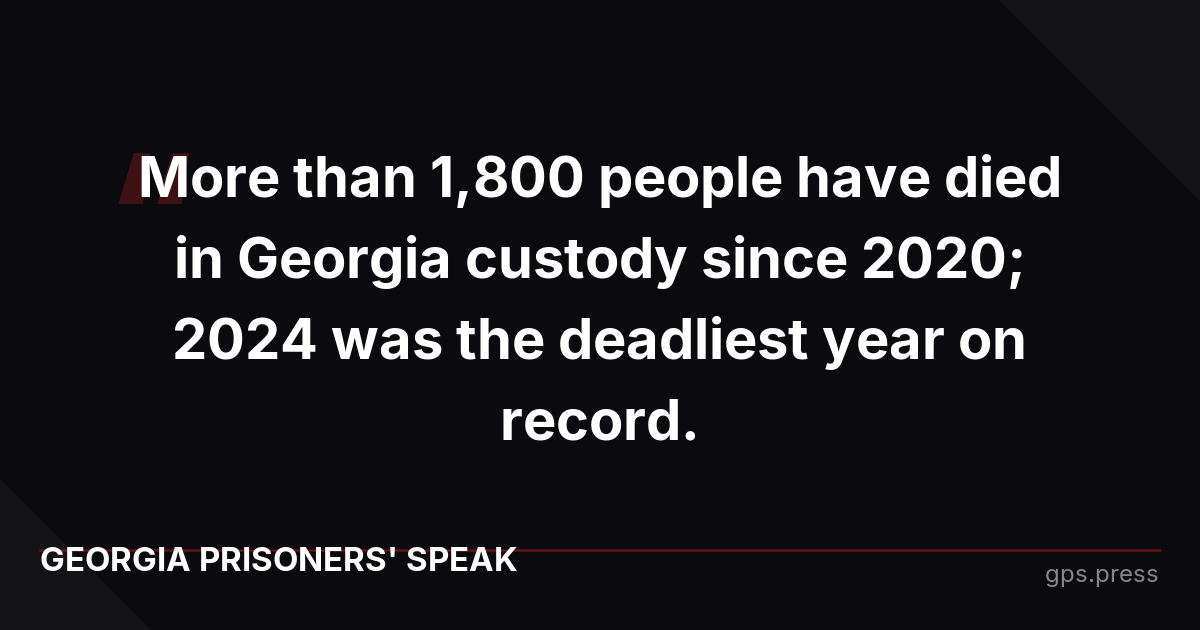 More than 1,800 people have died in Georgia custody since 2020; 2024 was the deadliest year on record.