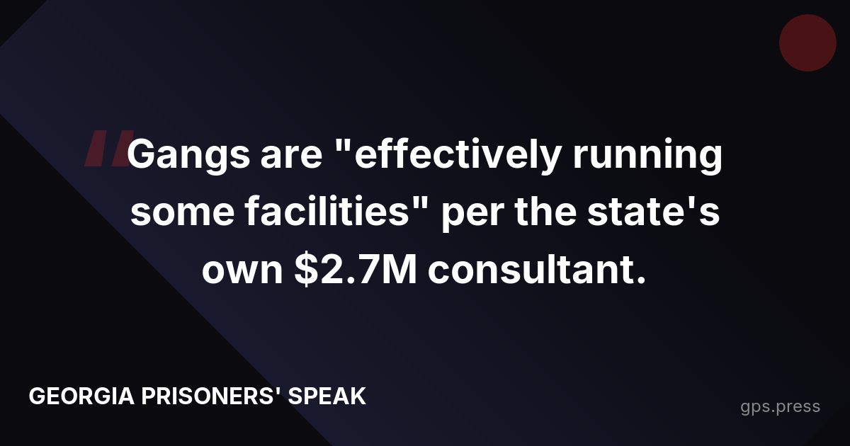 Gangs are "effectively running some facilities" per the state's own $2.7M consultant.