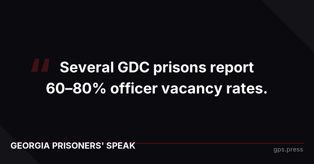 Several GDC prisons report 60–80% officer vacancy rates.
