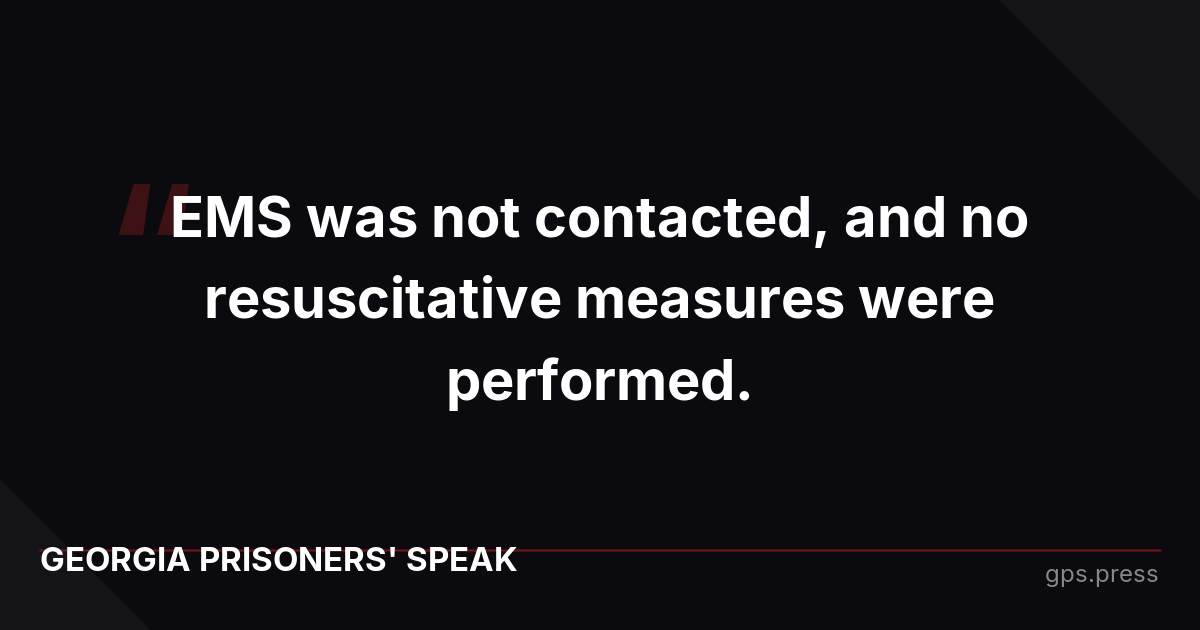 EMS was not contacted, and no resuscitative measures were performed.