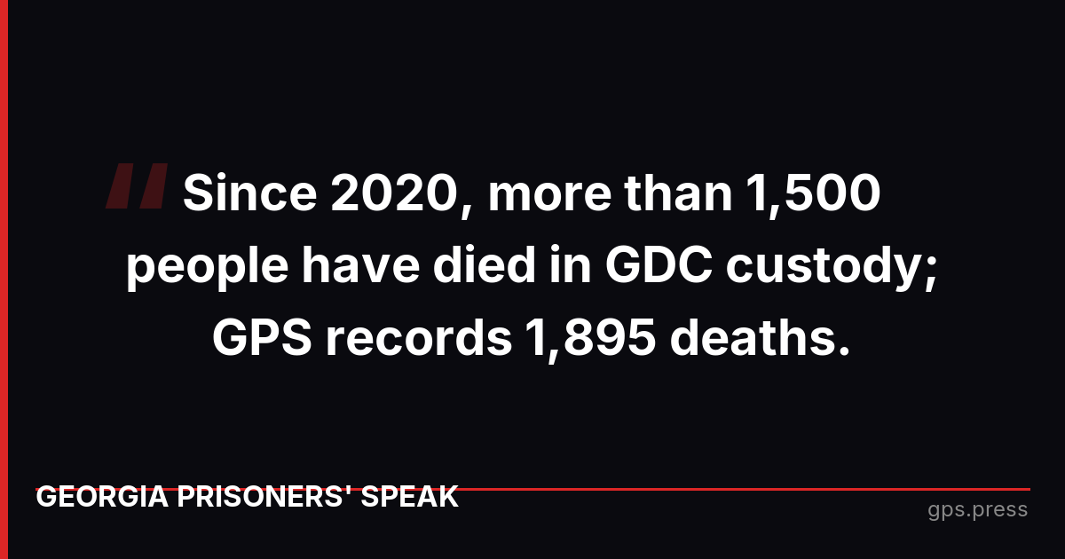 Since 2020, more than 1,500 people have died in GDC custody; GPS records 1,895 deaths.