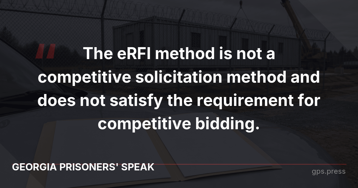 The eRFI method is not a competitive solicitation method and does not satisfy the requirement for competitive bidding.