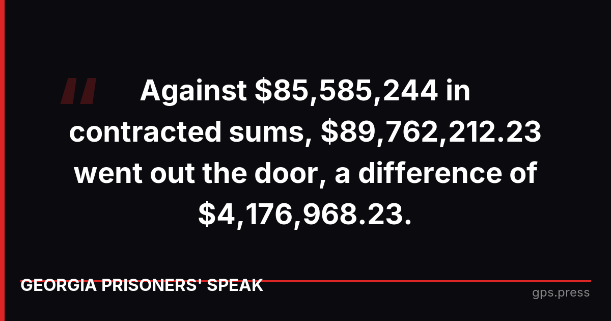 Against $85,585,244 in contracted sums, $89,762,212.23 went out the door, a difference of $4,176,968.23.
