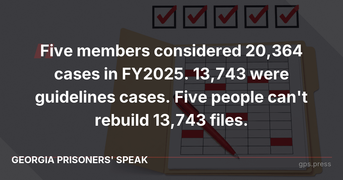 Five members considered 20,364 cases in FY2025. 13,743 were guidelines cases. Five people can't rebuild 13,743 files.