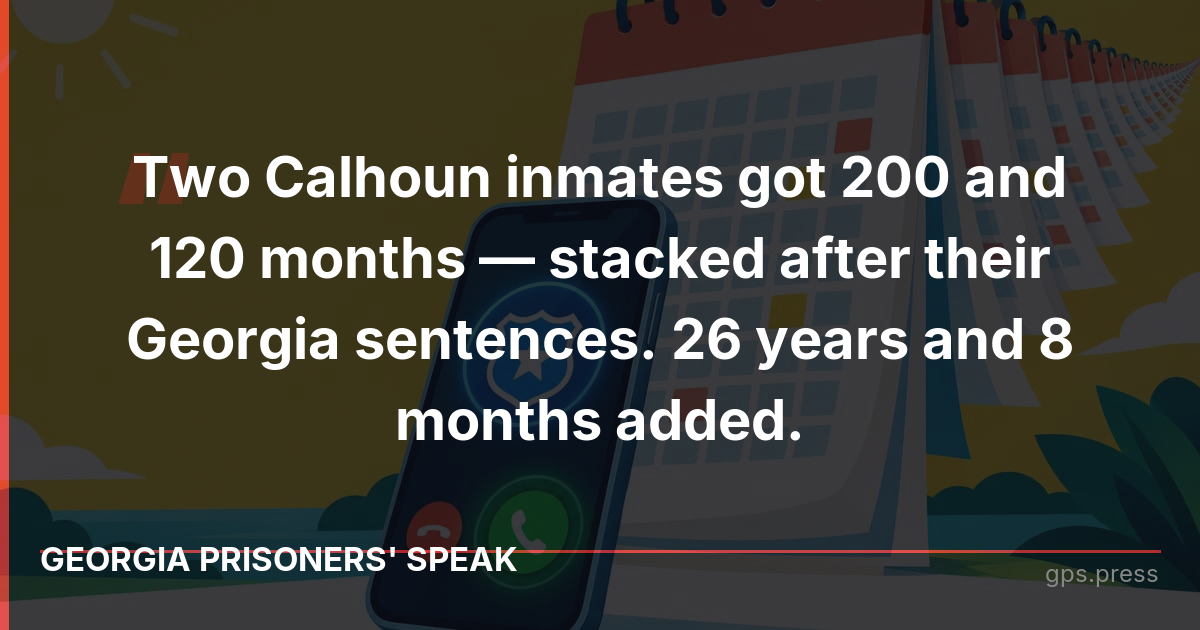 Two Calhoun inmates got 200 and 120 months — stacked after their Georgia sentences. 26 years and 8 months added.