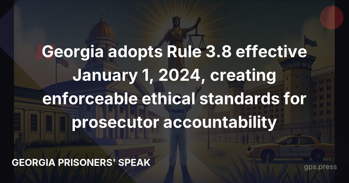 Georgia adopts Rule 3.8 effective January 1, 2024, creating enforceable ethical standards for prosecutor accountability