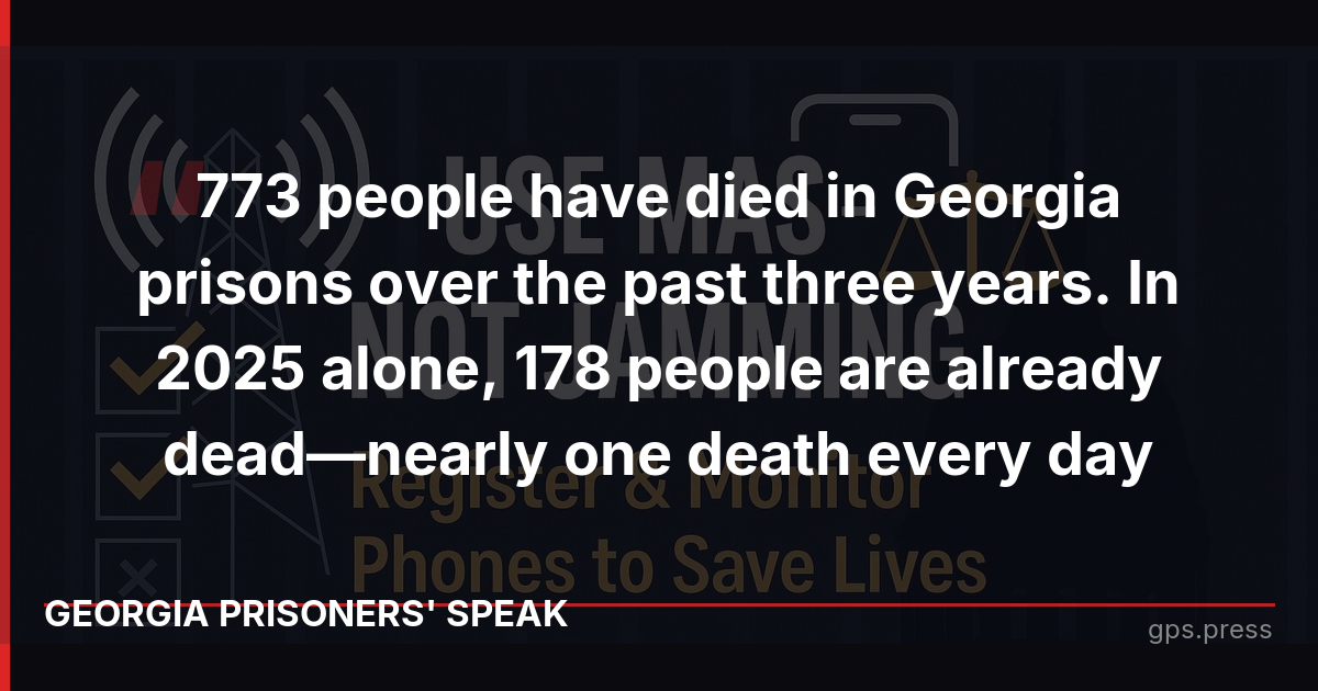 773 people have died in Georgia prisons over the past three years. In 2025 alone, 178 people are already dead—nearly one death every day