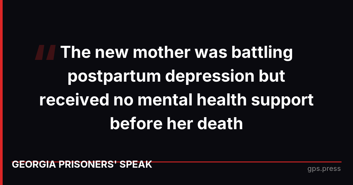 The new mother was battling postpartum depression but received no mental health support before her death