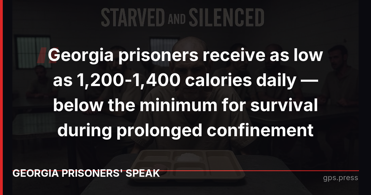 Georgia prisoners receive as low as 1,200-1,400 calories daily — below the minimum for survival during prolonged confinement