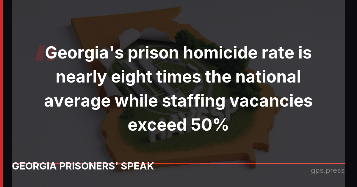 Georgia's prison homicide rate is nearly eight times the national average while staffing vacancies exceed 50%