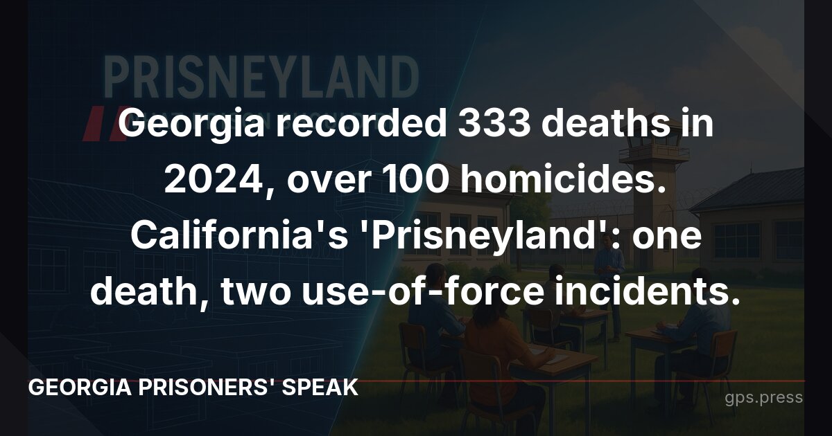 Georgia recorded 333 deaths in 2024, over 100 homicides. California's 'Prisneyland': one death, two use-of-force incidents.