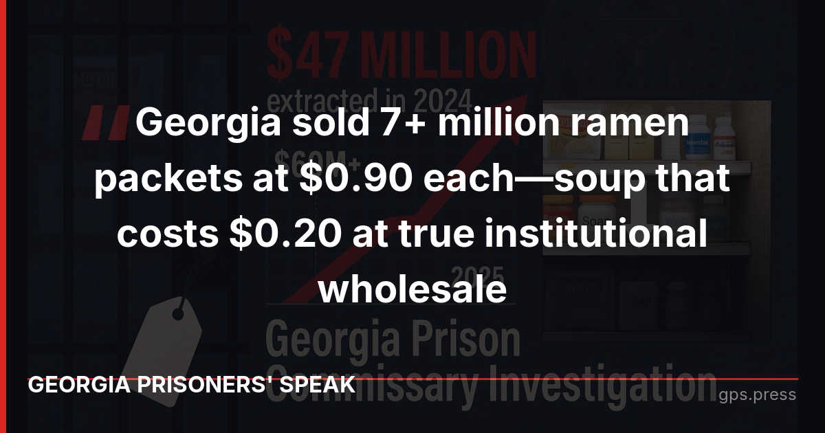 Georgia sold 7+ million ramen packets at $0.90 each—soup that costs $0.20 at true institutional wholesale