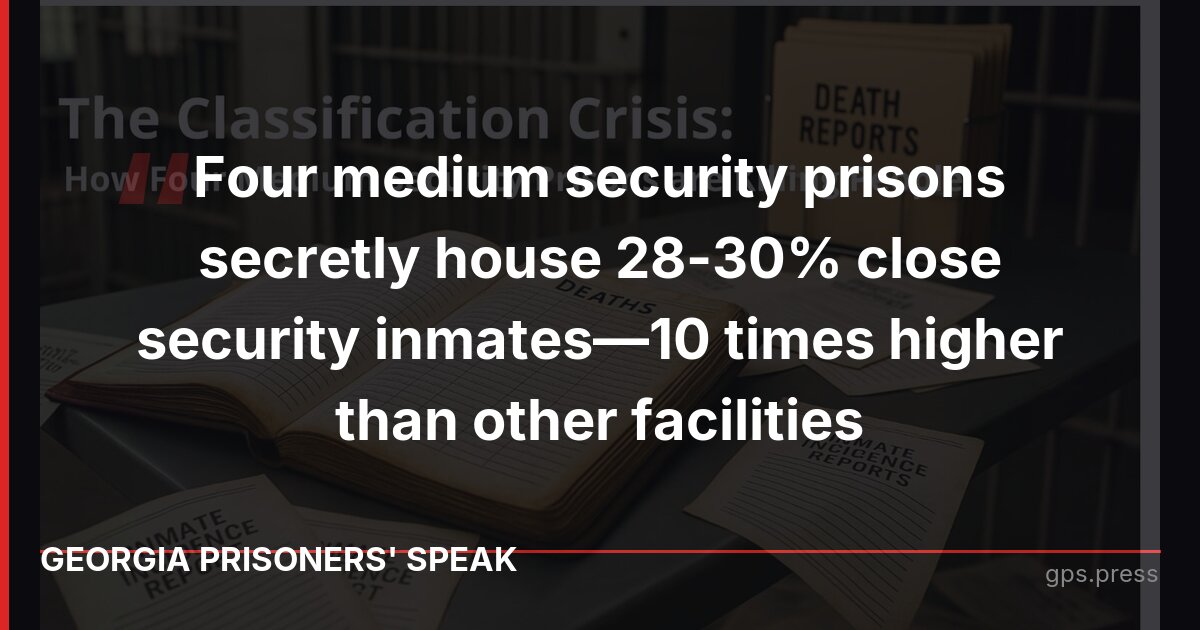 Four medium security prisons secretly house 28-30% close security inmates—10 times higher than other facilities