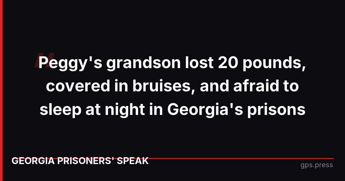 Peggy's grandson lost 20 pounds, covered in bruises, and afraid to sleep at night in Georgia's prisons