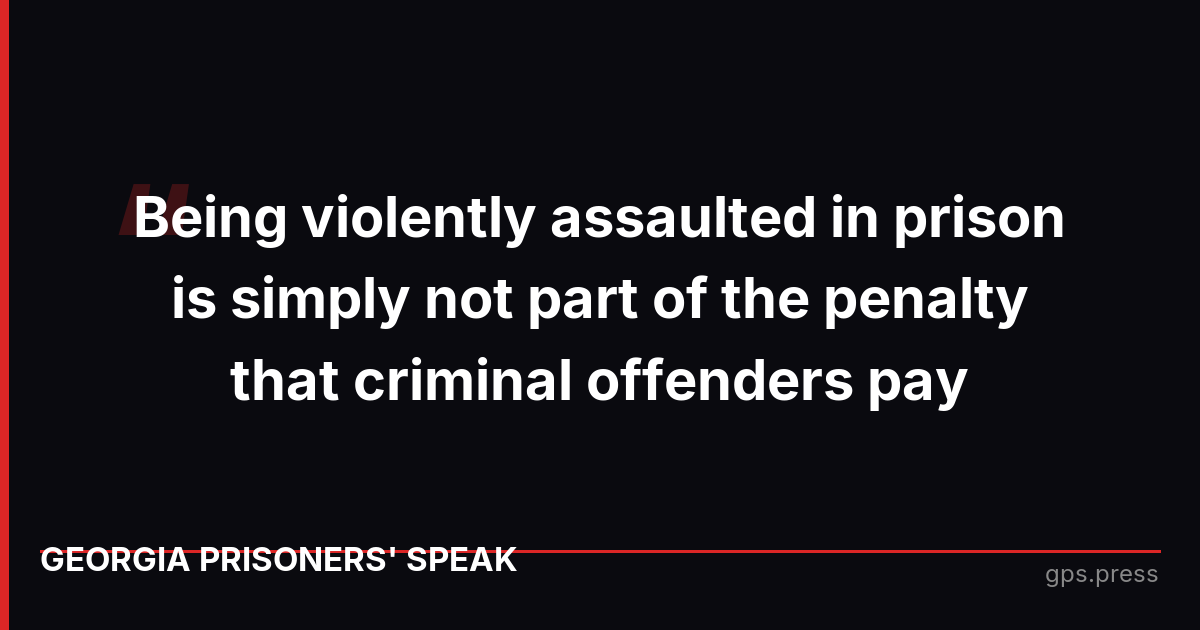 Being violently assaulted in prison is simply not part of the penalty that criminal offenders pay
