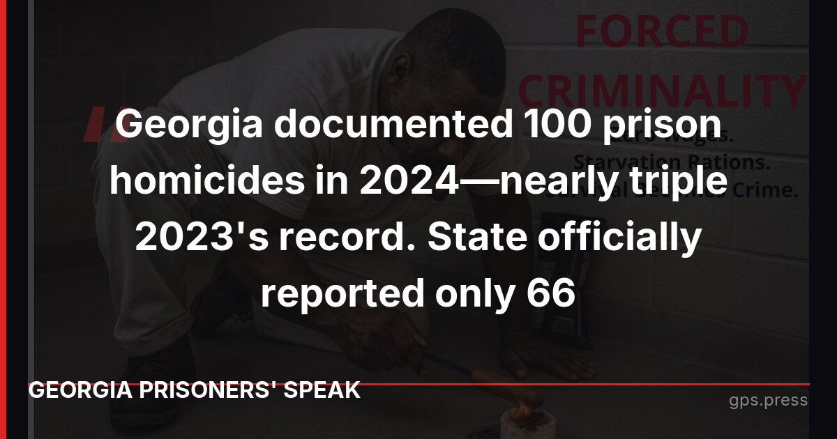 Georgia documented 100 prison homicides in 2024—nearly triple 2023's record. State officially reported only 66
