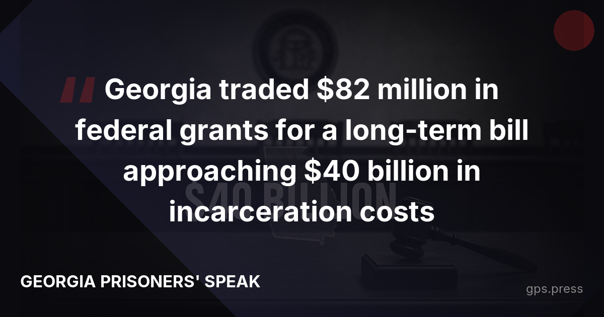 Georgia traded $82 million in federal grants for a long-term bill approaching $40 billion in incarceration costs