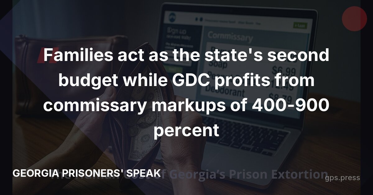 Families act as the state's second budget while GDC profits from commissary markups of 400-900 percent