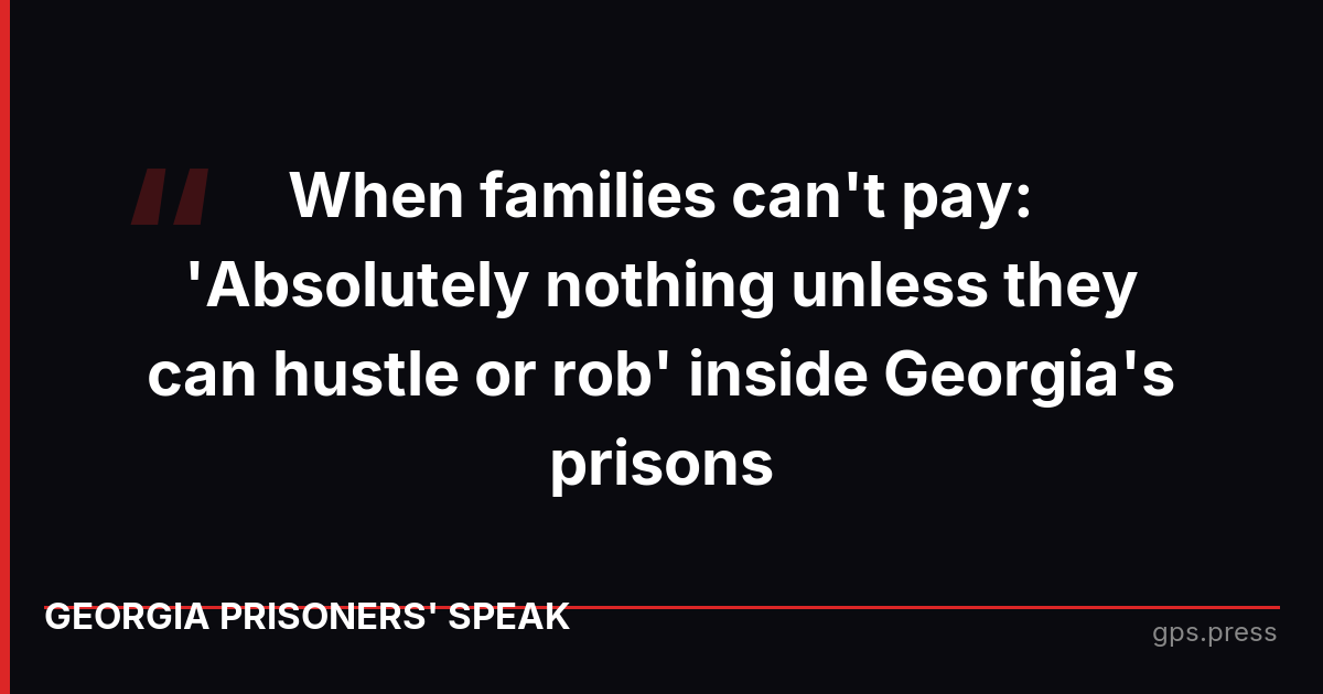 When families can't pay: 'Absolutely nothing unless they can hustle or rob' inside Georgia's prisons