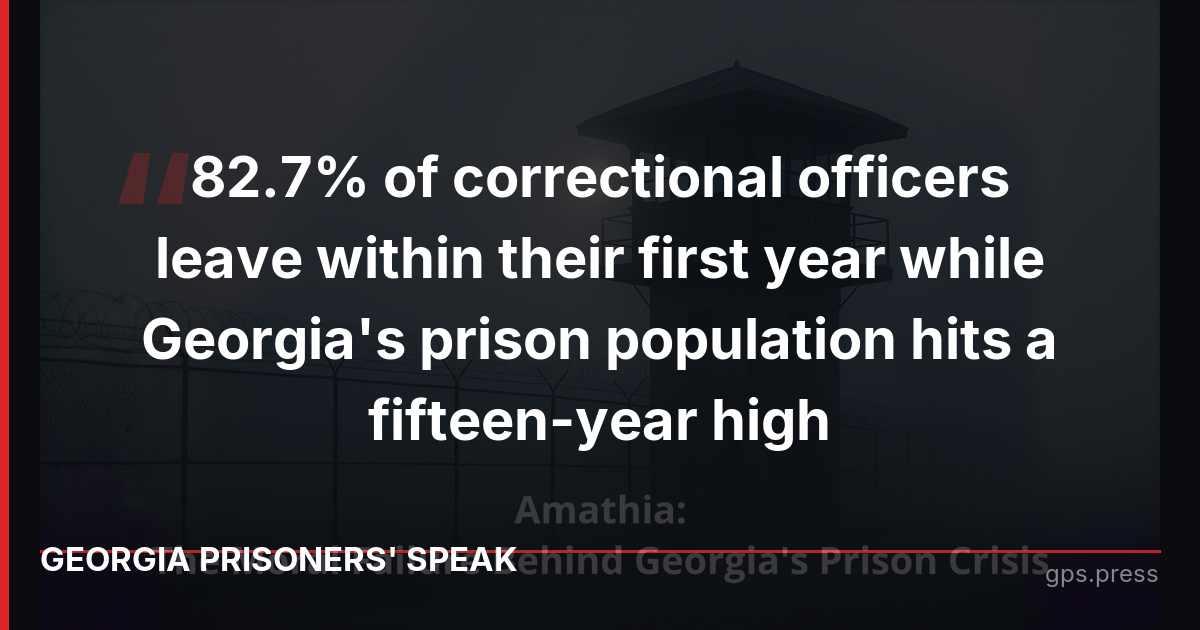 82.7% of correctional officers leave within their first year while Georgia's prison population hits a fifteen-year high