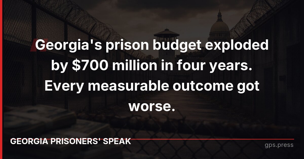 Georgia's prison budget exploded by $700 million in four years. Every measurable outcome got worse.