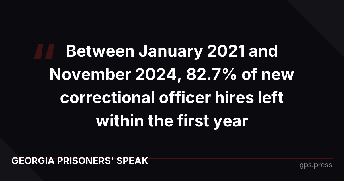 Between January 2021 and November 2024, 82.7% of new correctional officer hires left within the first year