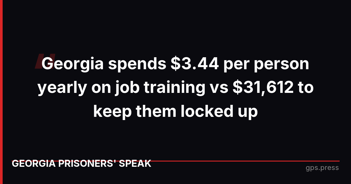 Georgia spends $3.44 per person yearly on job training vs $31,612 to keep them locked up