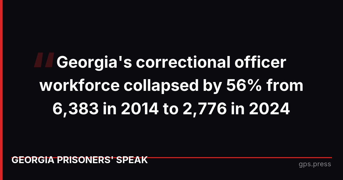 Georgia's correctional officer workforce collapsed by 56% from 6,383 in 2014 to 2,776 in 2024