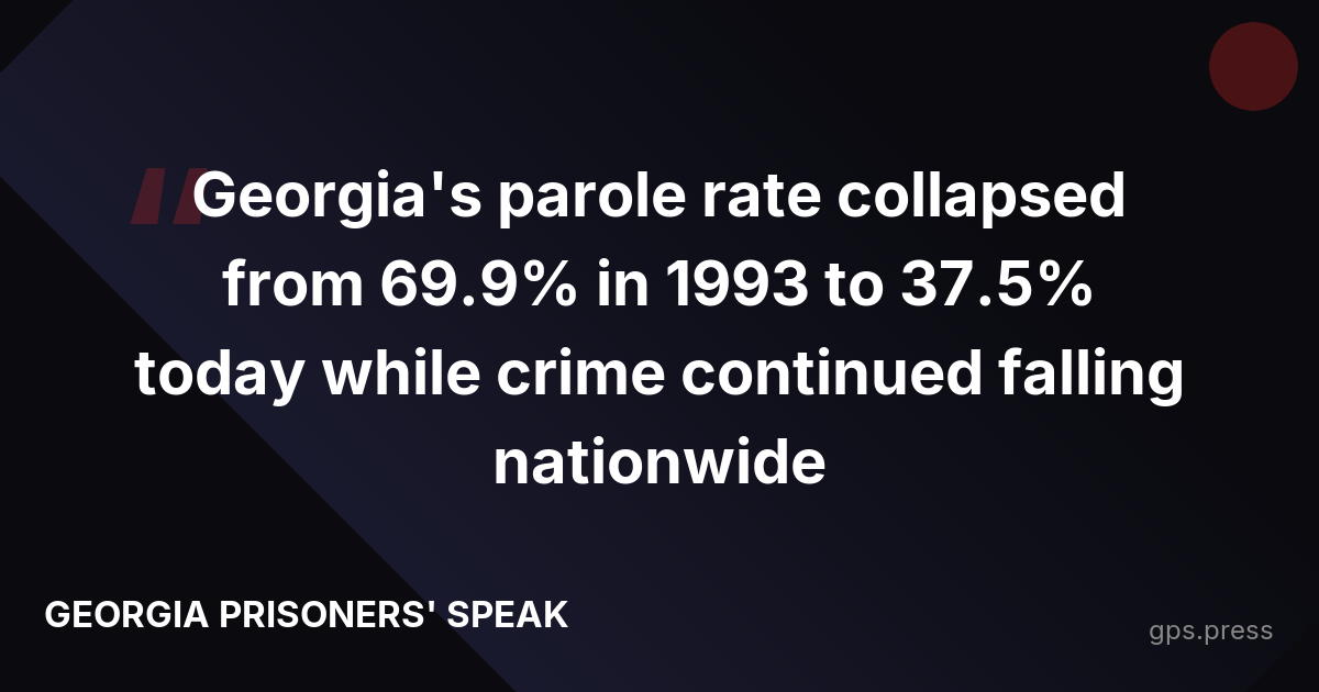 Georgia's parole rate collapsed from 69.9% in 1993 to 37.5% today while crime continued falling nationwide
