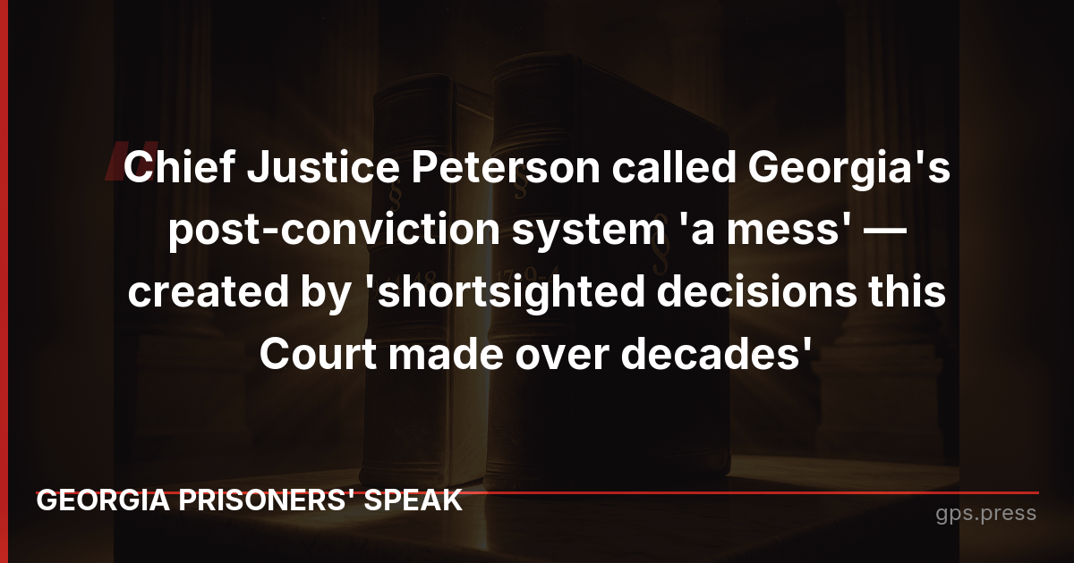 Chief Justice Peterson called Georgia's post-conviction system 'a mess' — created by 'shortsighted decisions this Court made over decades'
